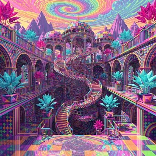 A psychedelic geometric palace by Flux