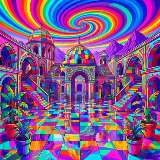 A psychedelic geometric palace by Flux Fast