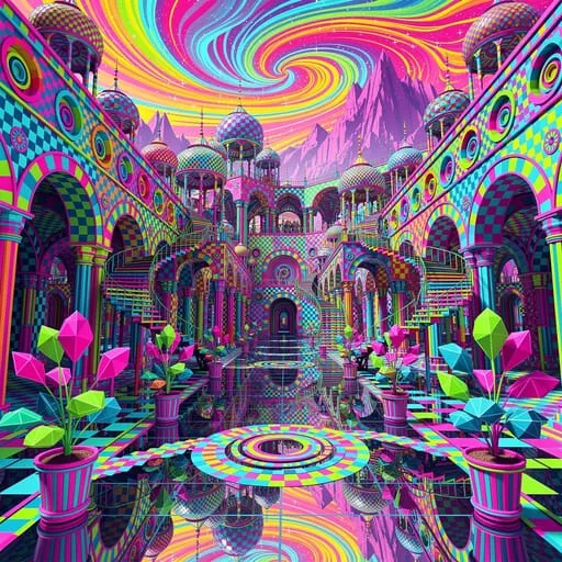 A psychedelic geometric palace by Flux Max