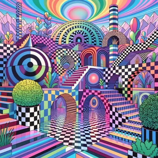A psychedelic geometric palace by Recraft V4